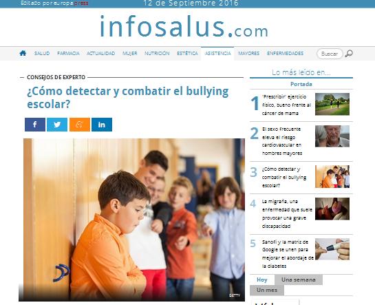 europapress: (Infosalus): ¿Cómo detectar y combatir el bullying escolar?