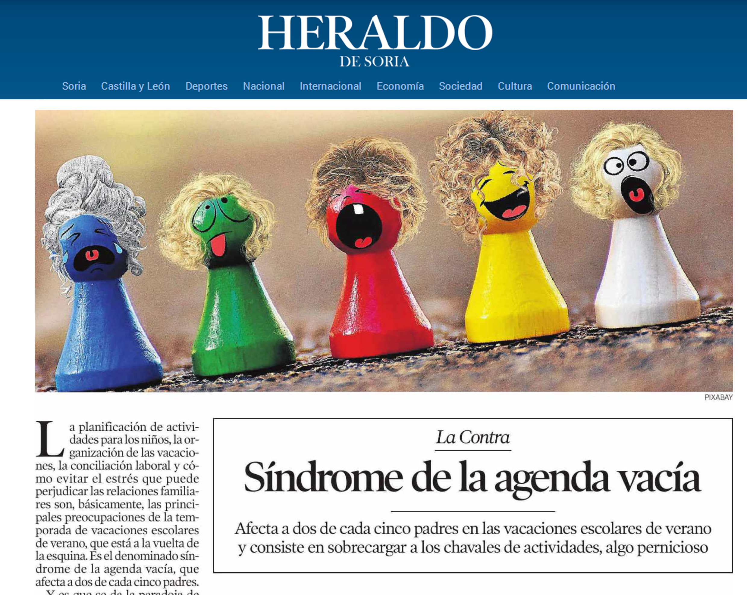 Heraldo de Soria: Síndrome de la agenda vacia