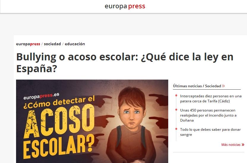 europapress: Bullying o acoso escolar: ¿Qué dice la ley en España?