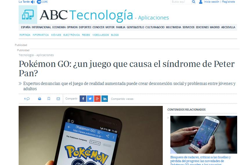 ABC: Pokémon GO: ¿un juego que causa el síndrome de Peter Pan?